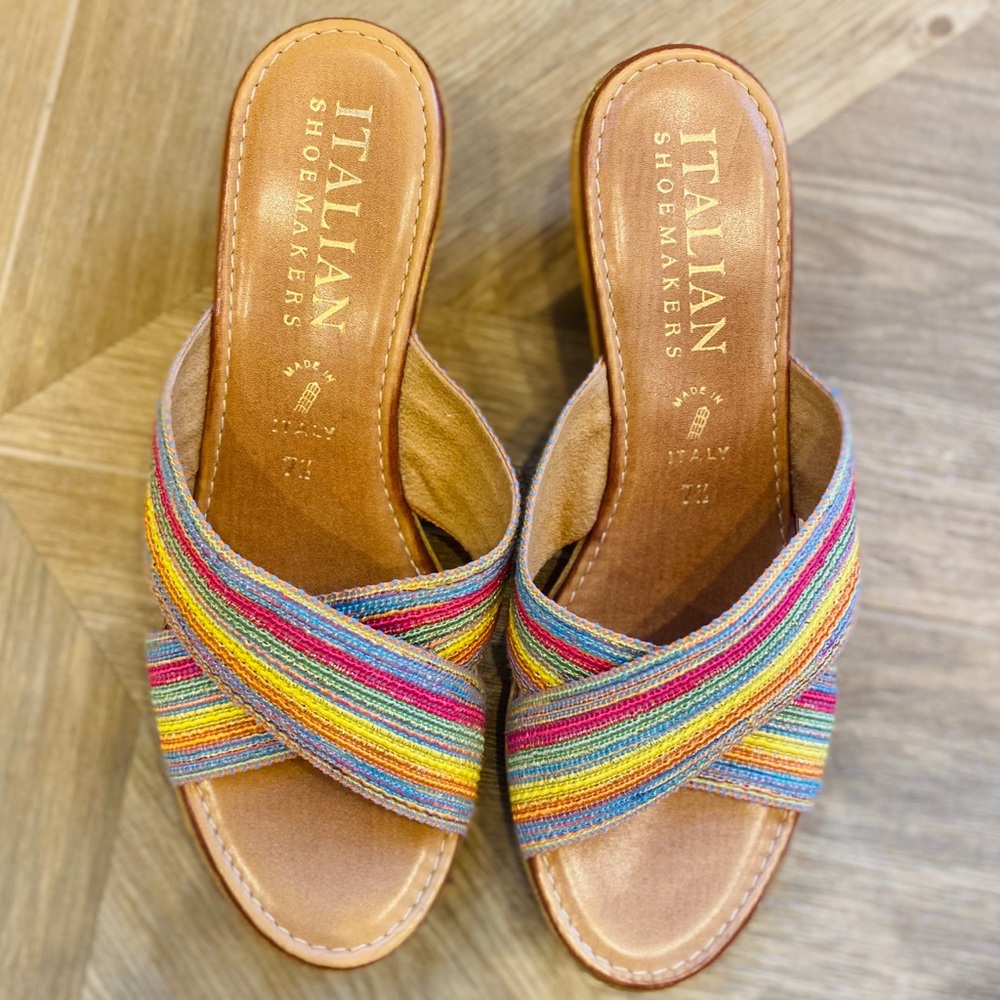 Italian Shoemakers Rainbow Weave Wedge,  US 7.5